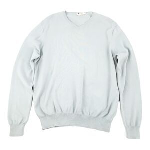 J. Crew V Neck Pullover Sweater Size Large Mens Light Blue 100 Cotton Casual
